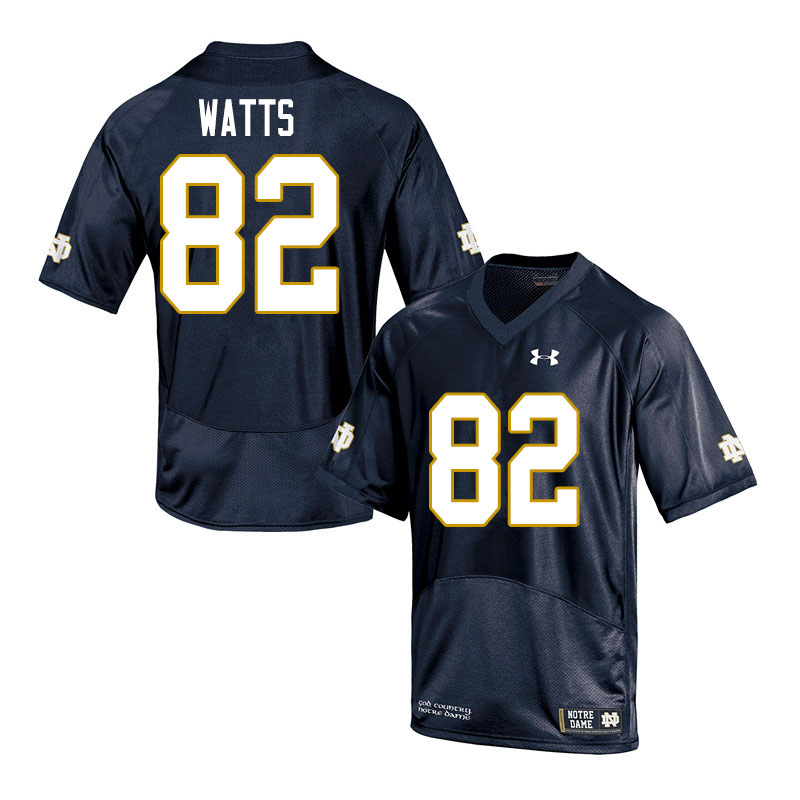 Men's NCAA Notre Dame Fighting Irish #82 Xavier Watts Stitched College Under Armour Authentic Navy Football Jersey GQ10G52PP